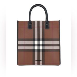 Authentic NWT Burberry Denny Checked Tote Bag
